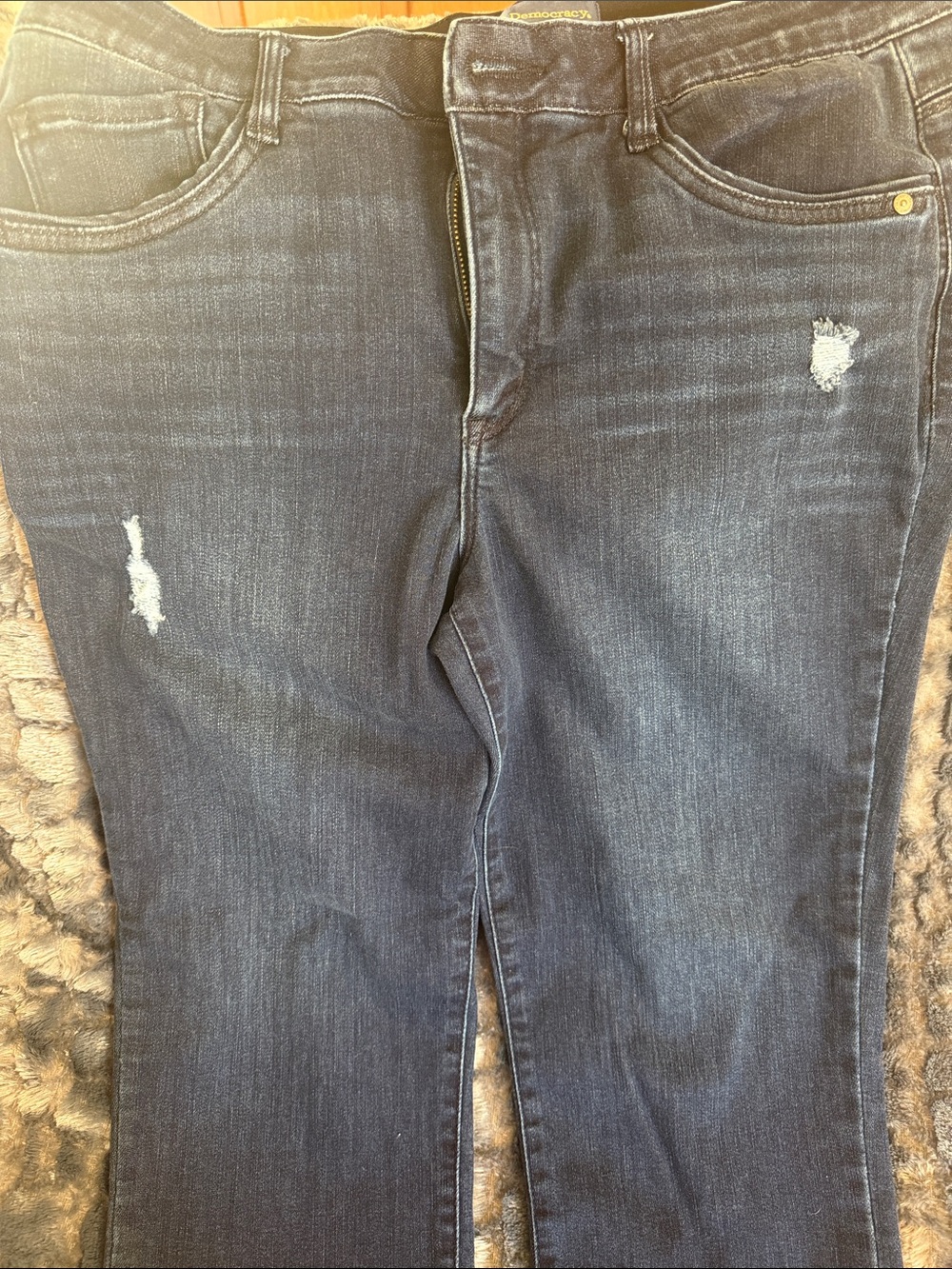 Democracy Dark Wash Women's Jeans with Subtle Distressed Detail